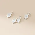 Macro view of S925 sterling silver fish charms with spiral patterns for DIY jewelry. - Matte Silver White