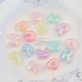 Bunte schillernde UV-beschichtete Acryl-Alphabet- und Zahlenperlen für DIY-Schmuck - Cartoon Große Loch Buchstabe (A0690) / Höhe 25mm / Leuchtend