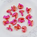 Glänzende UV-beschichtete rote Acryl-Buchstabenperlen für DIY-Handwerk und Schmuck - Cartoon Große Loch Buchstabe (A0690) / Höhe 25mm / UV Rot