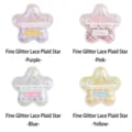 Acrylperlen in Sternform mit feinem Glitzer und Karomuster in vier Pastellfarben für DIY. - Glitzer Spitze Gitter Fünfzackiger Stern / Macaron Mischfarben