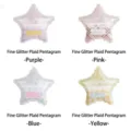 Feine Glitzer-Karo-Pentagramm-Acryl-Anhänger in den Varianten Lila, Rosa, Blau und Gelb - Glitzer Gitter Pummeliger Stern / Macaron Mischfarben