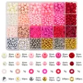 Acryl- und CCB-Perlenset in Rosa- und Rottönen für DIY-Schmuck- und Armbandherstellung - Rosa Gold Thema (Stil 2) / 24 Fächer Box