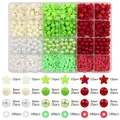 Umfangreiches DIY Schmuckperlen Set mit bunten Sternen und runden Acrylperlen-Box - Creme Rot Grün Fluoreszierend Thema (Stil 3) / 24 Fächer Box