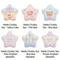 Set aus sechs matten Acryl-Sternperlen mit süßen Bären- und Herzmustern für DIY-Schmuck - Mattes Pummeliger Stern / Macaron Mischfarben