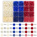Rote weiße blaue Acrylperlen-Sortiment-Set für DIY-Handgemachten Schmuckherstellung - Rot Blau Creme Weiß Klassisch Thema (Stil 4) / 24 Fächer Box