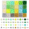 DIY bead jewelry kit with acrylic round beads, clay discs, and spacer beads in storage box - Multicolor Mixed Acrylic Polymer Clay Theme (Style 5) / 24 Compartments Boxed