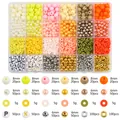 Comprehensive DIY bead kit with various colors and sizes for jewelry making projects. - Colorful Round Beads Clay Alphabet Mix Theme (Style 7) / 24 Compartments Boxed