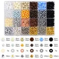 Complete DIY jewelry bead set with acrylic round beads and CCB spacers in 24 grids - Glossy Matte Multicolor Accessories Theme (Style 8) / 24 Compartments Boxed