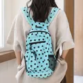 Mochila casual de nailon azul claro con estampado de lunares negros para mujer, estilo vida - Azul claro