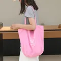 Bolso tote de nailon rosa con estampado de corazón blanco y frase Have a nice day - Rosa