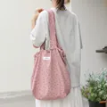 Lässige rosa gepunktete Segeltuch-Einkaufstasche mit Kordelzug für modische Frauen - Rosa