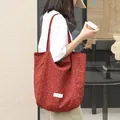 Casual Japanese style red polka dot nylon tote bag with long shoulder straps for women - Red