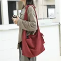 Casual Japanese style red checkered canvas crossbody bag with a knotted shoulder strap - Red Plaid