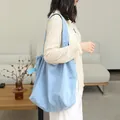 Casual soft blue suede drawstring tote bag for women in minimalist Japanese style - Light Blue