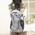 Mochila casual de nailon gris con bolsillos laterales de malla y detalles de cordón - Gris claro