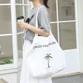 Lässige weiße Nylon-Einkaufstasche mit Aufdruck und Palmen-Symbol für Damen Mode - Weiß