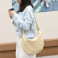 Bolso de hombro de moda en piel sintética suave color crema para estilo casual diario - Amarillo