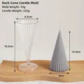 Detail showing dimensions of ribbed conical candle mold and finished wax candle. - Ribbed Cone Mold