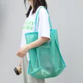 Bolso de malla verde menta de estilo coreano, bolso de compras calado de hombro para mujer - Verde