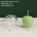 Detailed view of apple-shaped candle mold with dimensions and finished wax product - Apple 6.4x6.1cm