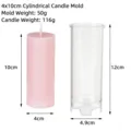 Detailed size specifications for 4x10cm cylindrical plastic candle mold and candle - Integrated Cylindrical 4x10cm Plastic Mold