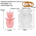 Detailed dimensions of tulip candle mold and wax flower with rubber bands - Tulip Flower Mold