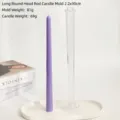 Detailed view of 30cm taper candle mold with measurements and purple candle - Long Semi-round Head Taper Candle Mold / 2.2x30cm
