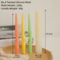 Especificaciones detalladas del molde de silicona para velas con pesos y dimensiones - Modelo No. 4 Retorcido