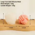 Detailed view of large yarn ball silicone candle mold with weight and size info. - Large Wool Ball Silicone Mold