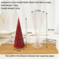 Detailed dimensions of hexagonal pyramid candle mold with finished red wax candle - Hexagonal Pyramid Candle Holder 7x20cm