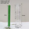 Bamboo-shaped green scented candle with its transparent plastic candle mold kit - Bamboo Shape Mold