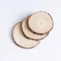 Close-up of natural round pine wood slices with bark and annual rings - Natural Pine Slice / Pine Slice 9-10cm Diameter (Approx 1cm Thick)
