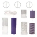 Complete DIY candle mold set featuring spiral and ribbed cylindrical molds with wicks - 7 Pieces Mold With Positioning Ring And Candle Wick