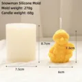 Snowman silicone mold specifications showing mold and candle weight and dimensions - Thick Snowman Silicone Mold