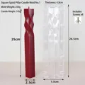 Square spiral twist pillar candle mold clear acrylic for geometric candle making - Square Spiral Column Style 1 / 25cm (Finished Height)