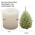 Detail view of pine cone silicone candle mold showing dimensions and product weights - Pinecone Silicone Mold