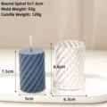 Detailed size and weight specs of spiral cylinder candle mold and finished wax candle. - Round Spiral 5*7.5cm