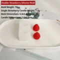 Detailed view of the strawberry silicone mold with its specific dimensions and weights. - Double Cavity Mold