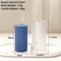 Detailed dimensions of DIY aromatherapy spiral cylinder candle mold and wax weight - Round Spiral 5*10cm