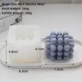 Detailed view of 3D bubble cube silicone candle mold with finished product dimensions - No. 1 Magic Ball Silicone Mold