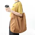 Minimalistische vintage bruine gewassen canvas draagtas met grote capaciteit voor dames - Bruin