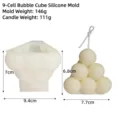 Dettaglio dello stampo in silicone per candele a piramide con 9 sfere e pesi vari - Stampo in Silicone a Nove Sfere