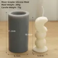 Guida alle dimensioni dello stampo in silicone a forma di scettro lunare con candela - Scettro Lunare