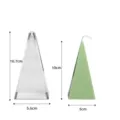 Pyramid candle mold and finished green candle with dimensions on white background - Pyramid 5x10cm