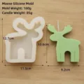 Christmas reindeer silicone candle mold showing dimensions and weight specifications - Elk Silicone Mold