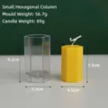 Small hexagonal column pillar candle mold for DIY wax crafting with size and weight details - Hexagon 4.5*7.5cm