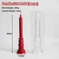 Detalle de molde de plástico de 30 cm para portavelas vintage y vela roja - Molde de Candelabro Grande