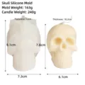 Skull shaped silicone mold for DIY candle making with dimensions and weight data - Skull Style