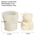 Big bear silicone candle mold with dimensions and weight specs for DIY crafting - Large Sitting Bear Style