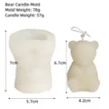 Silicone bear candle mold featuring 78g mold weight and 57g candle weight specs - Small Sitting Bear Style
